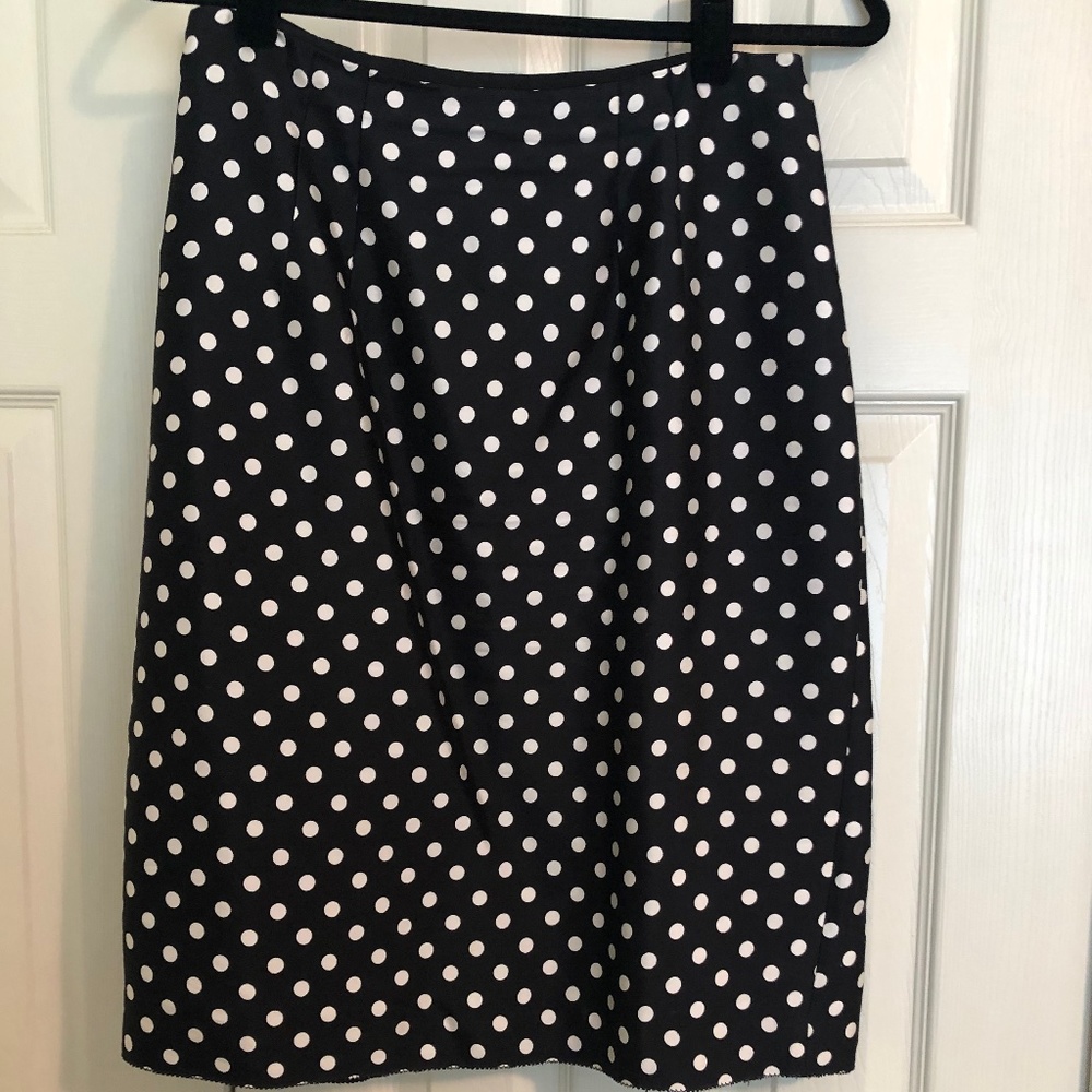 Kay Unger Polkadot Navy Pencil Skirt